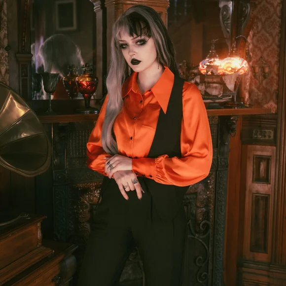 Orange Long Sleeve Blouse by Lively Ghosts - Picture 5 of 5